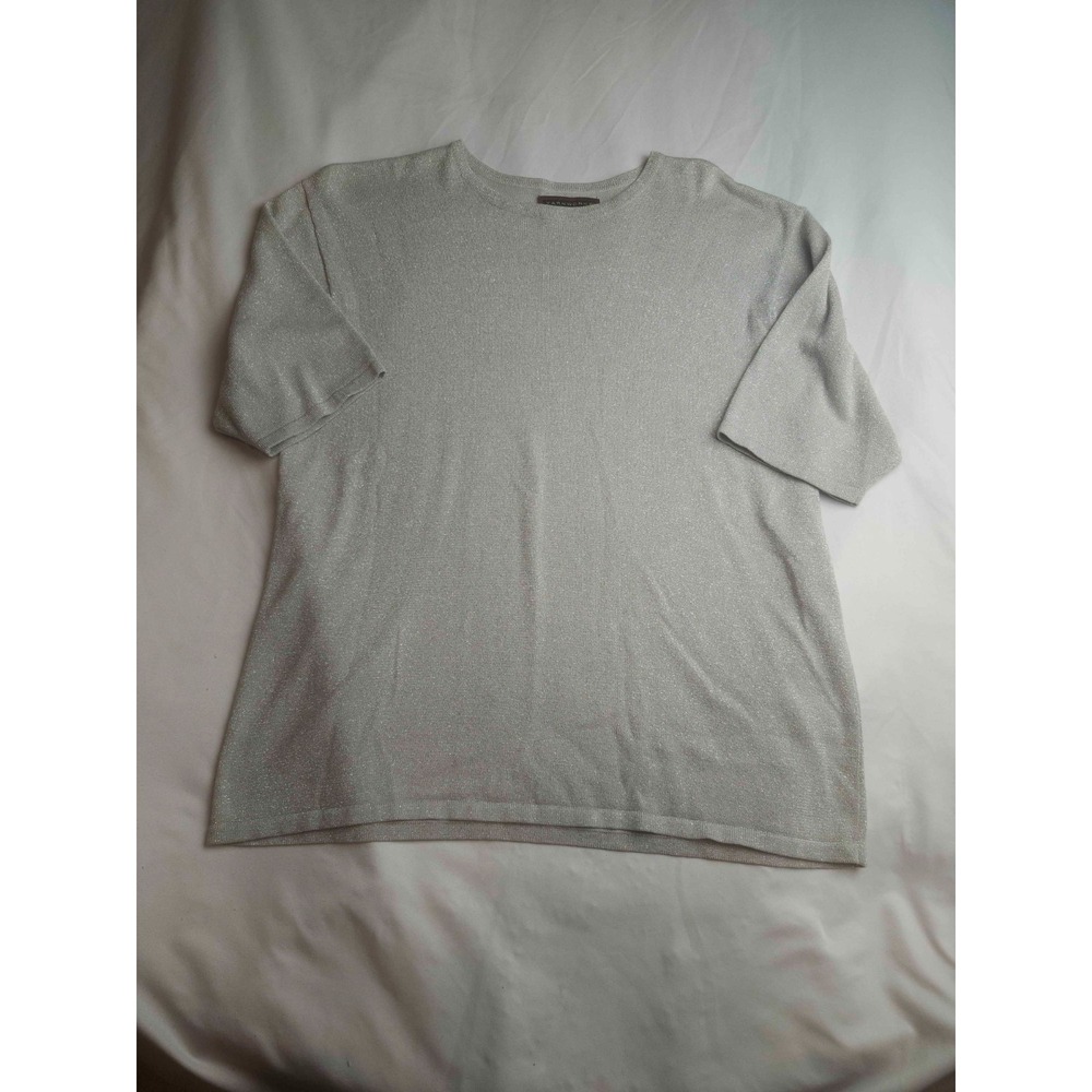 Yarnworks Top Womens M Silver Metallic Shimmer Glam Clubwear Party Indie Sleaze